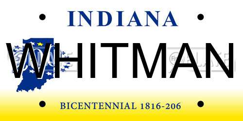 WHITMAN Indiana License Plate