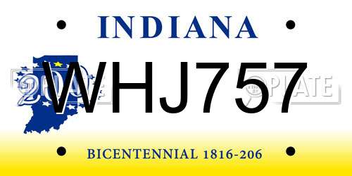 WHJ757 Indiana License Plate