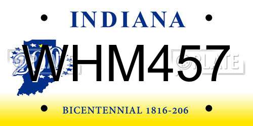 WHM457 Indiana License Plate
