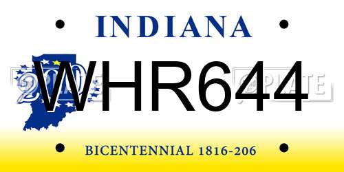 WHR644 Indiana License Plate