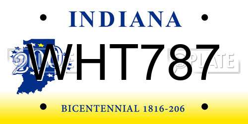 WHT787 Indiana License Plate