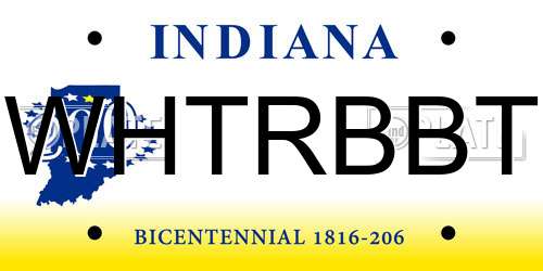 WHTRBBT Indiana License Plate