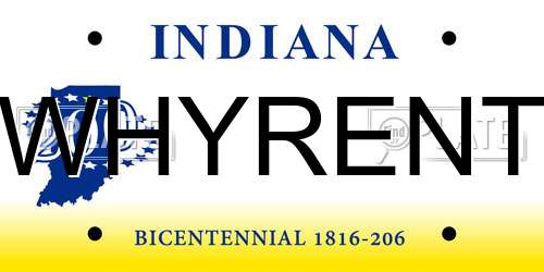 WHYRENT Indiana License Plate