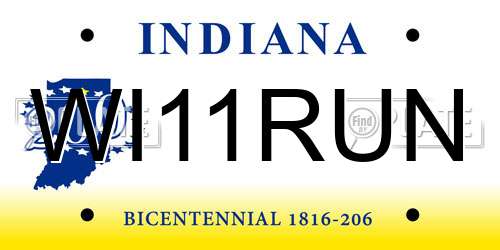 WI11RUN Indiana License Plate