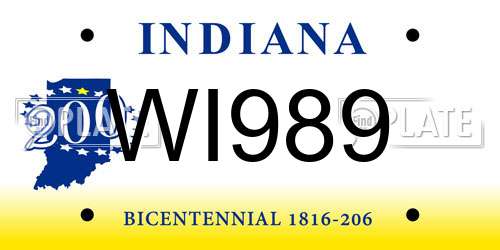 WI989 Indiana License Plate