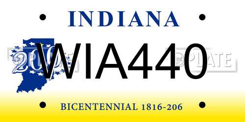 WIA440 Indiana License Plate