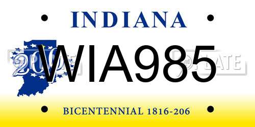 WIA985 Indiana License Plate