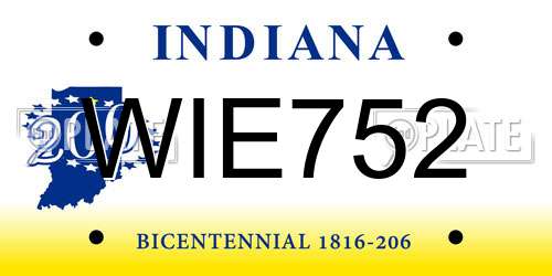 WIE752 Indiana License Plate