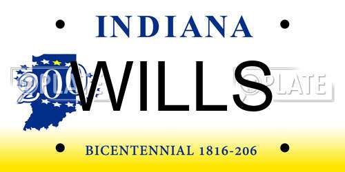 WILLS Indiana License Plate