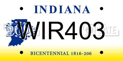 WIR403 Indiana License Plate