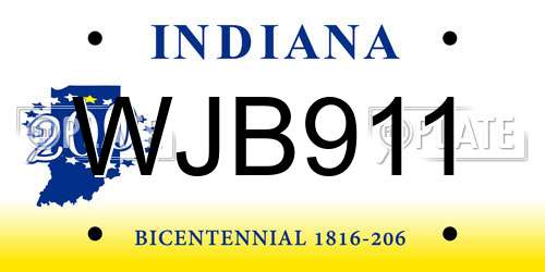 WJB911 Indiana License Plate
