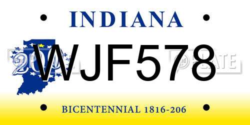 WJF578 Indiana License Plate