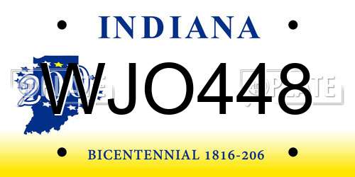 WJO448 Indiana License Plate