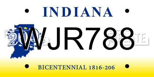 WJR788 Indiana License Plate