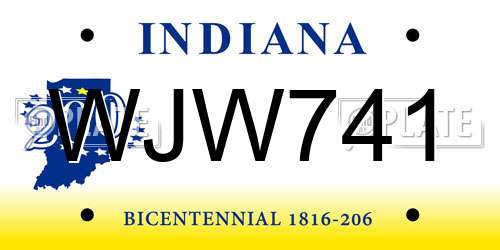 WJW741 Indiana License Plate