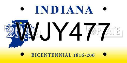 WJY477 Indiana License Plate