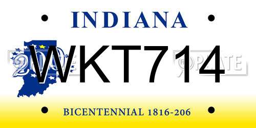 WKT714 Indiana License Plate