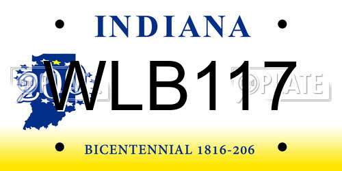 WLB117 Indiana License Plate