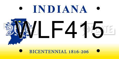 WLF415 Indiana License Plate