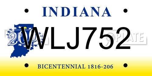 WLJ752 Indiana License Plate