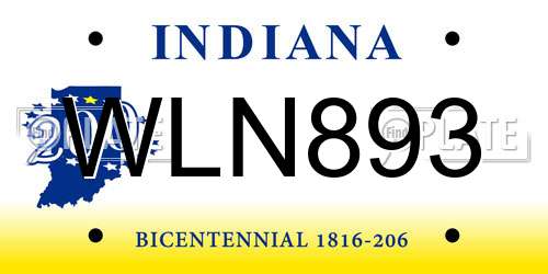 WLN893 Indiana License Plate