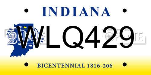 WLQ429 Indiana License Plate