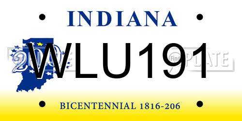 WLU191 Indiana License Plate
