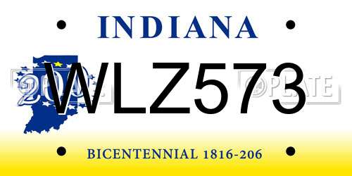 WLZ573 Indiana License Plate