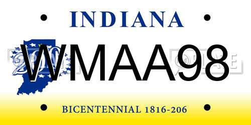 WMAA98 Indiana License Plate