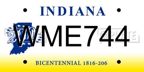 WME744 Indiana License Plate