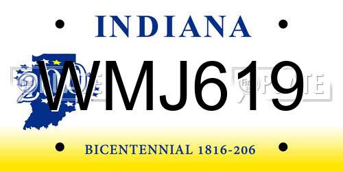 WMJ619 Indiana License Plate