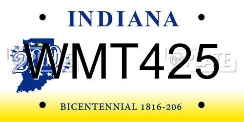 WMT425 Indiana License Plate