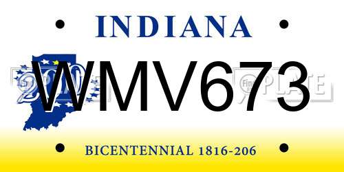 WMV673 Indiana License Plate
