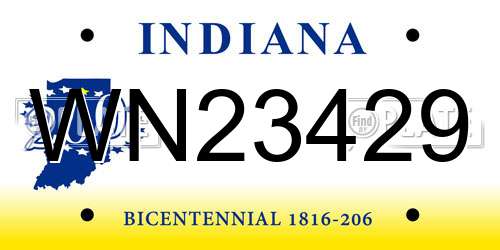 WN23429 Indiana License Plate