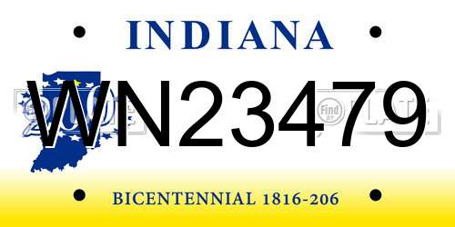 WN23479 Indiana License Plate
