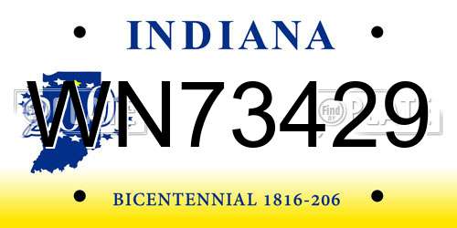 WN73429 Indiana License Plate