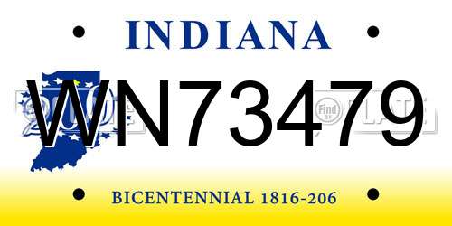 WN73479 Indiana License Plate
