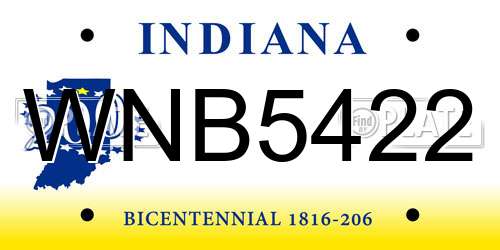 WNB5422 Indiana License Plate