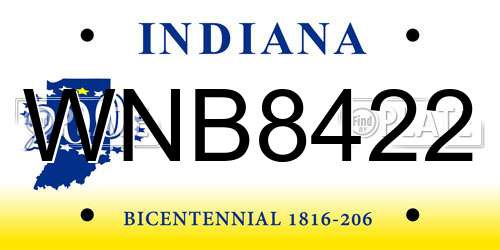 WNB8422 Indiana License Plate