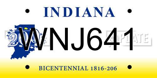 WNJ641 Indiana License Plate