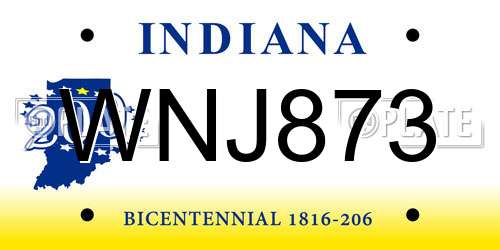 WNJ873 Indiana License Plate