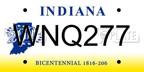 WNQ277 Indiana License Plate