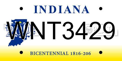 WNT3429 Indiana License Plate