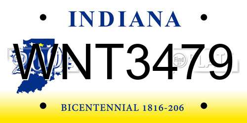 WNT3479 Indiana License Plate