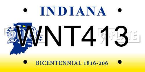 WNT413 Indiana License Plate