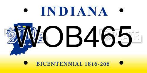 WOB465 Indiana License Plate