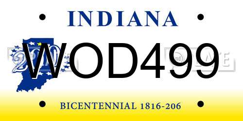 WOD499 Indiana License Plate