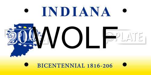 WOLF Indiana License Plate