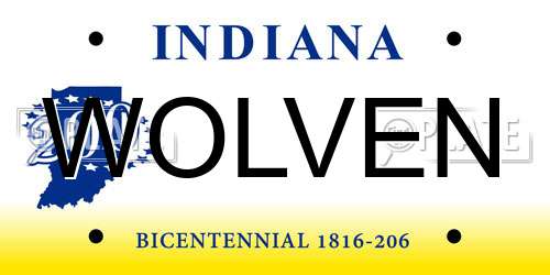 WOLVEN Indiana License Plate