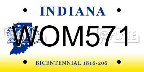 WOM571 Indiana License Plate